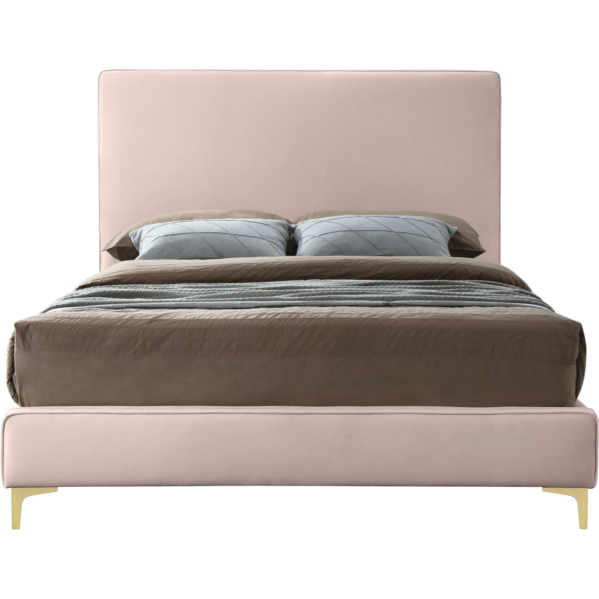 Meridian Geri Pink Velvet Queen Bed
