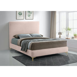 Meridian Geri Pink Velvet Queen Bed