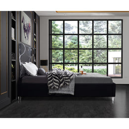 Meridian Ghost Black Velvet Full Bed