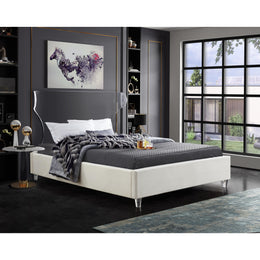 Meridian Ghost Cream Velvet Full Bed