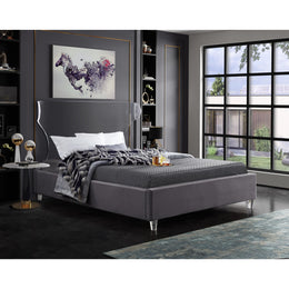 Meridian Ghost Grey Velvet Full Bed