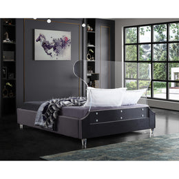 Meridian Ghost Grey Velvet King Bed