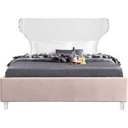 Meridian Ghost Pink Velvet King Bed