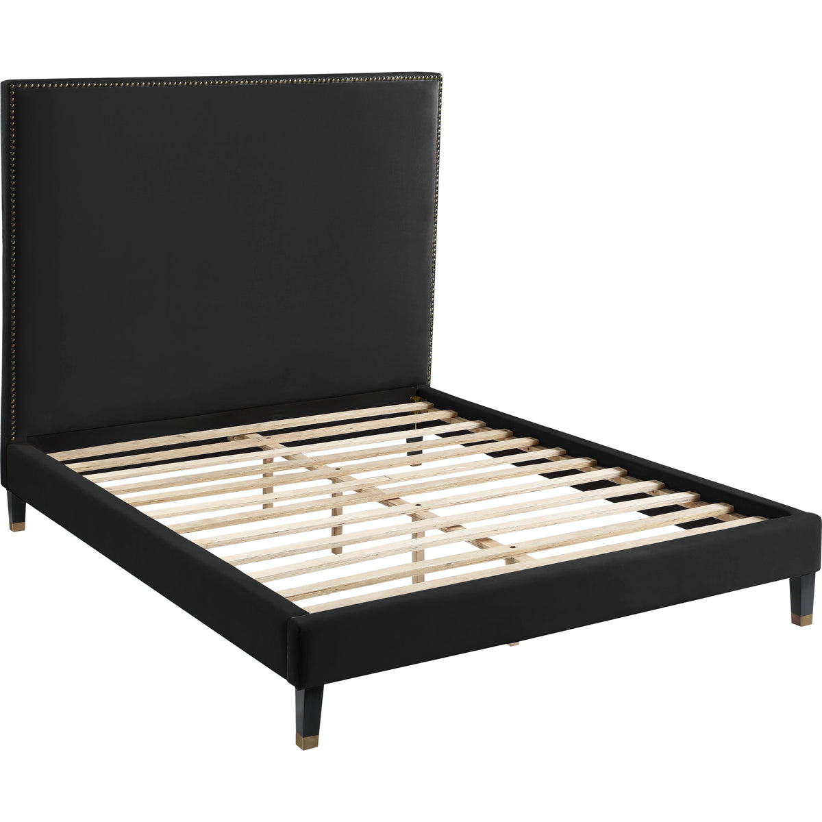 Meridian Harlie Black Velvet Twin Bed