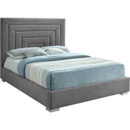 Meridian Nora Grey Velvet Full Bed