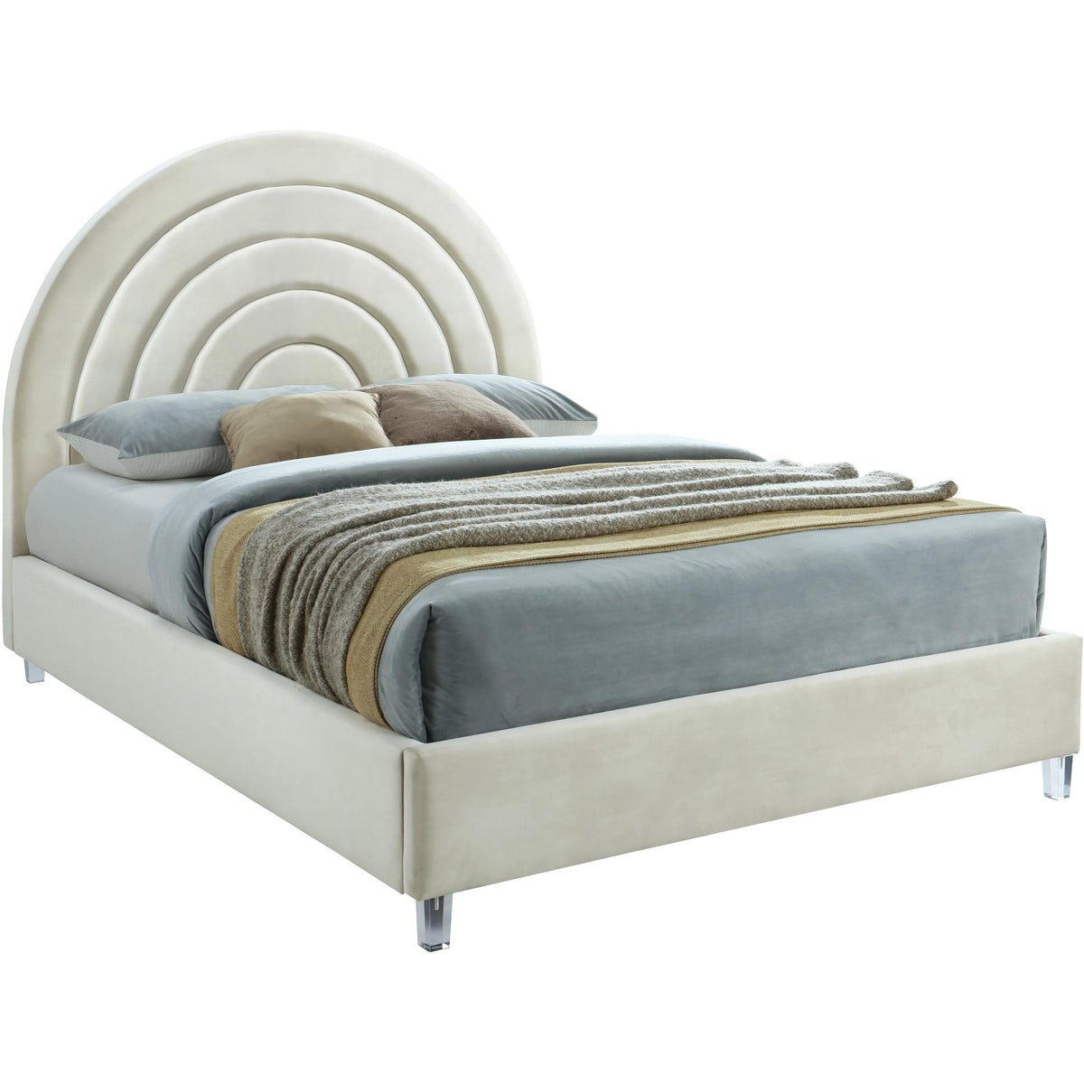 Meridian Rainbow Cream Velvet Full Bed