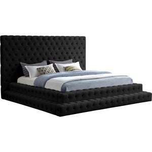Meridian Revel Black Velvet King Bed (3 Boxes)