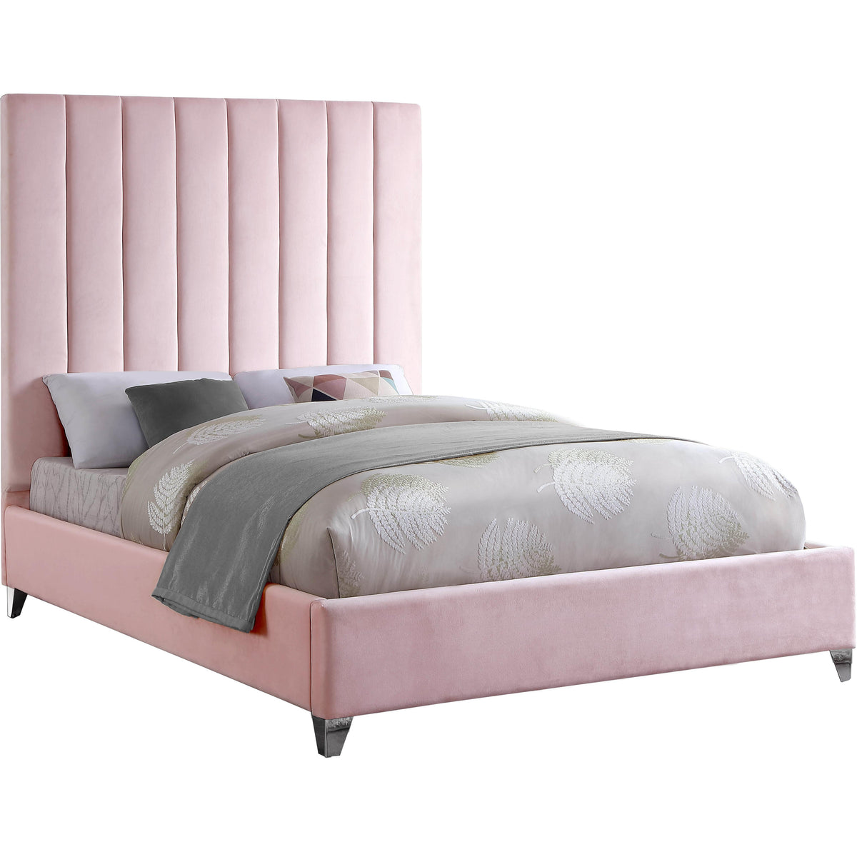 Meridian Via Pink Velvet King Bed