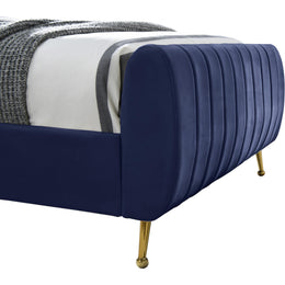 Meridian Zara Navy Velvet Queen Bed (3 Boxes)