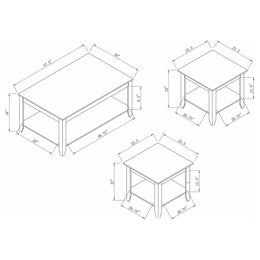 Brooks Rectangular Coffee Table Set Cappuccino