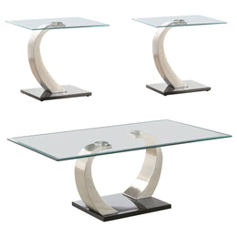 Pruitt Coffee and End Table Set Satin Silver