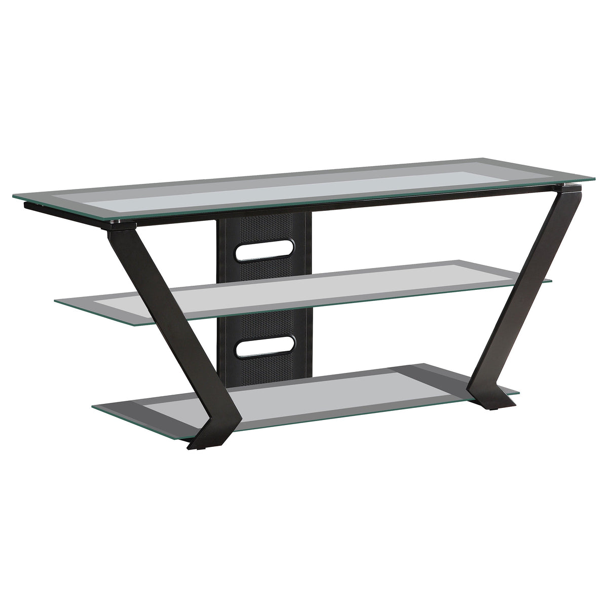 Donlyn 2-tier Metal 50-inch TV Stand with Glass Shelves Black