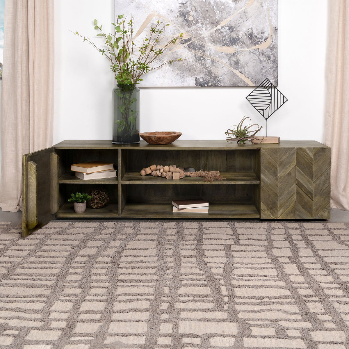 Keese 2-door Wood 70-inch TV Stand Media Console Mango Brown