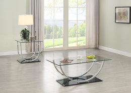 Danville Glass Top Coffee and End Table Set Chrome