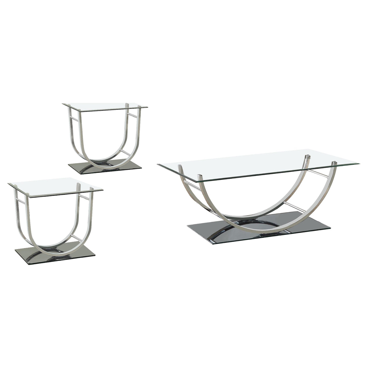 Danville Glass Top Coffee and End Table Set Chrome