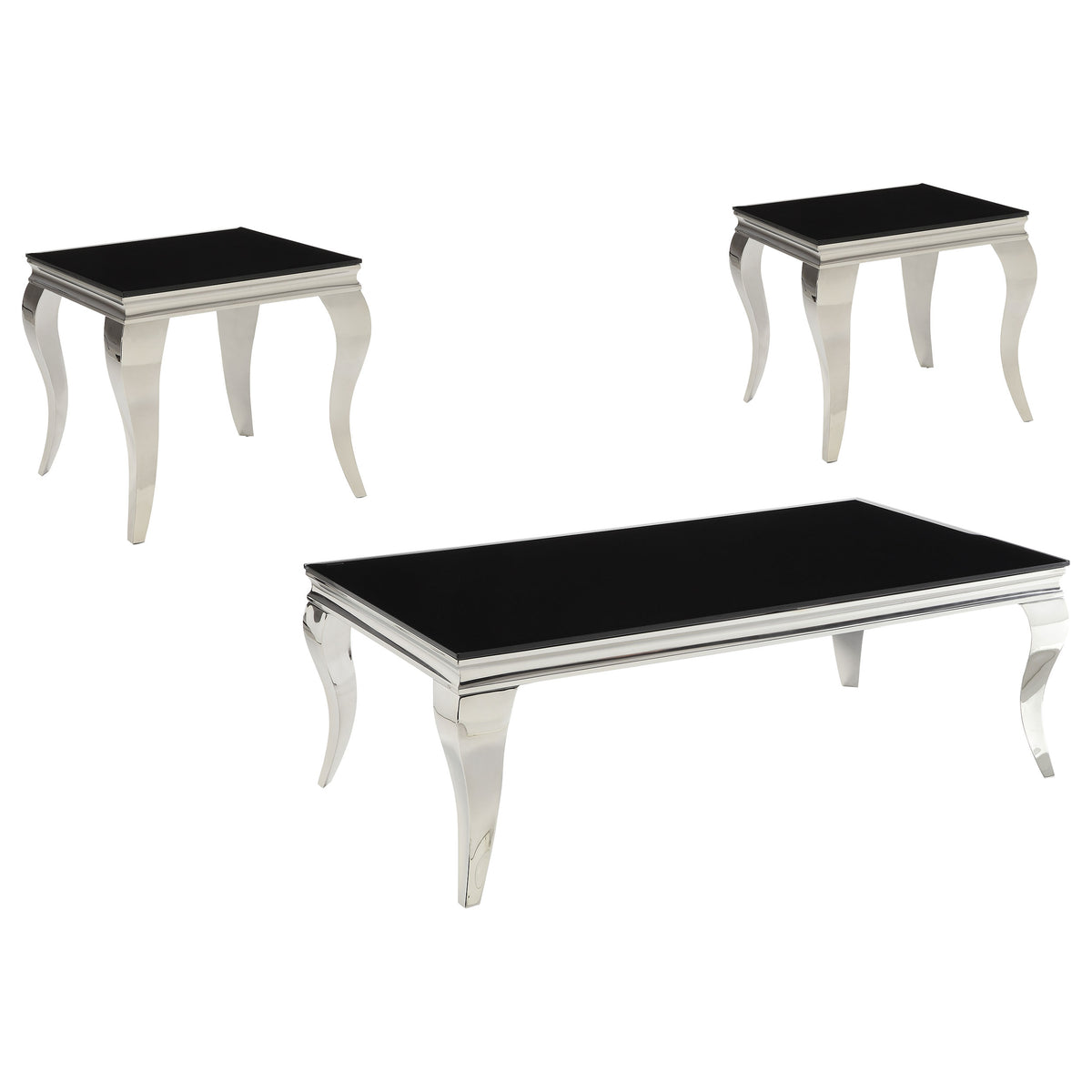 Carone Glass Top Coffee and End Table Set
