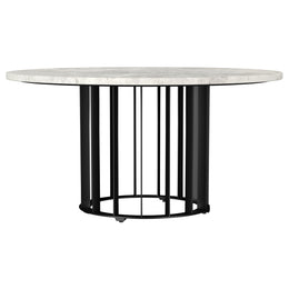Haven Round Genuine White Marble Top Coffee Table Black