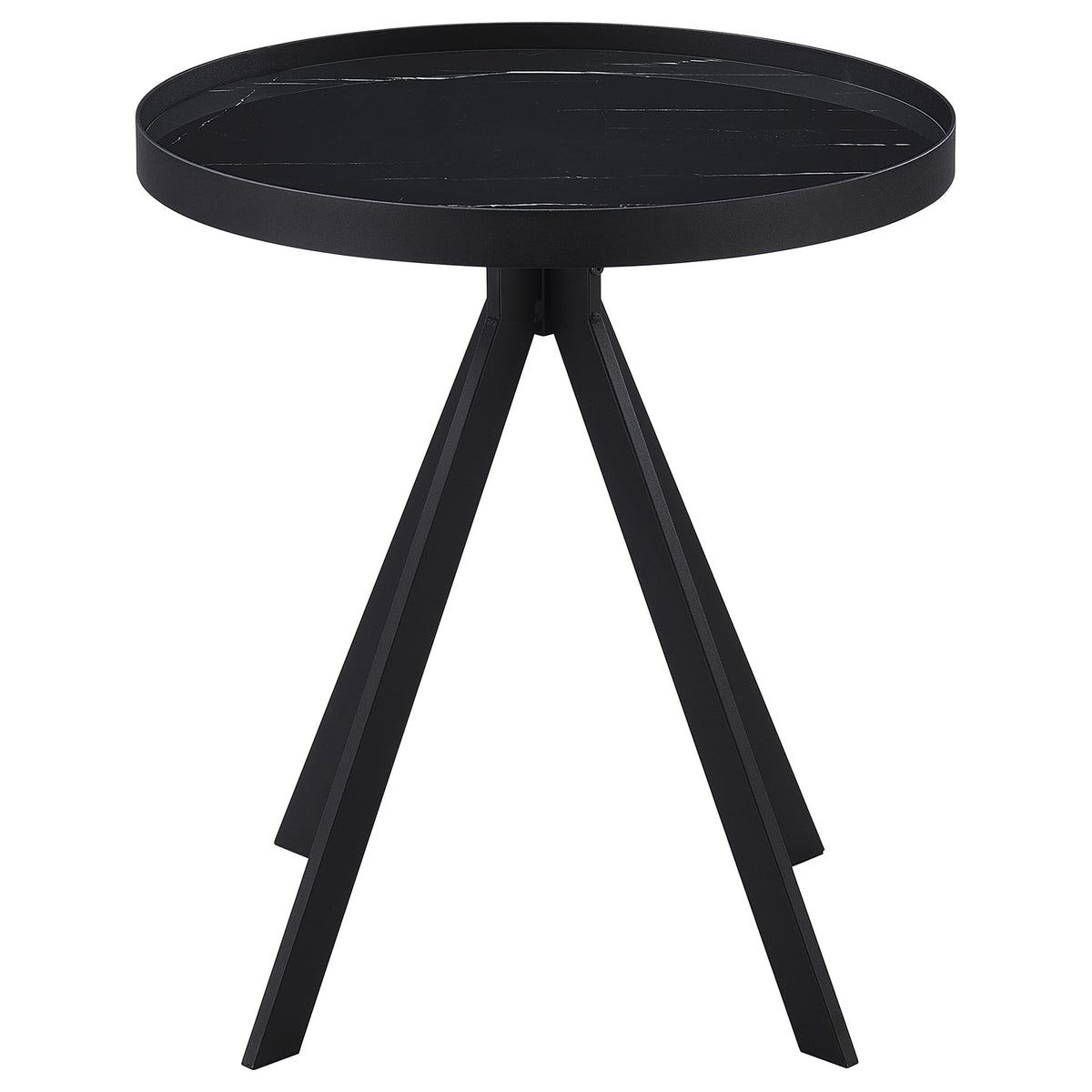 Briggs Round Marble Printed Glass Top End Side Table White
