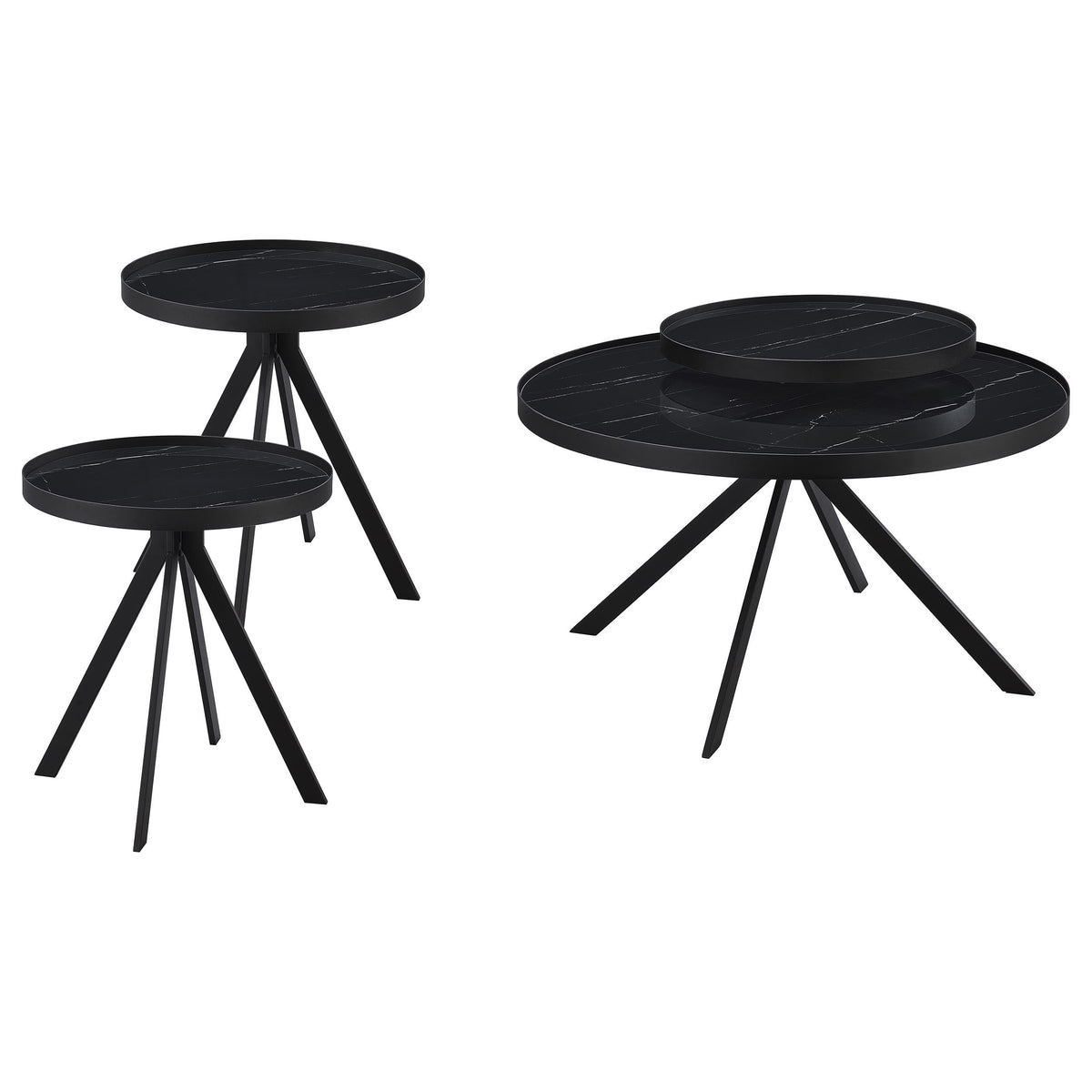 Briggs Round Coffee and End Table Set Black