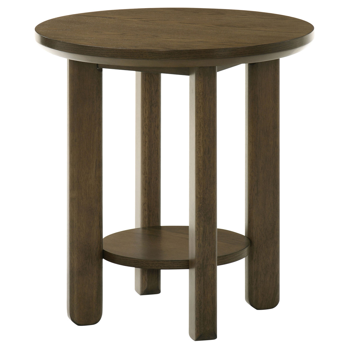 Ottowa Round Wood Side End Table with Shelf Brown
