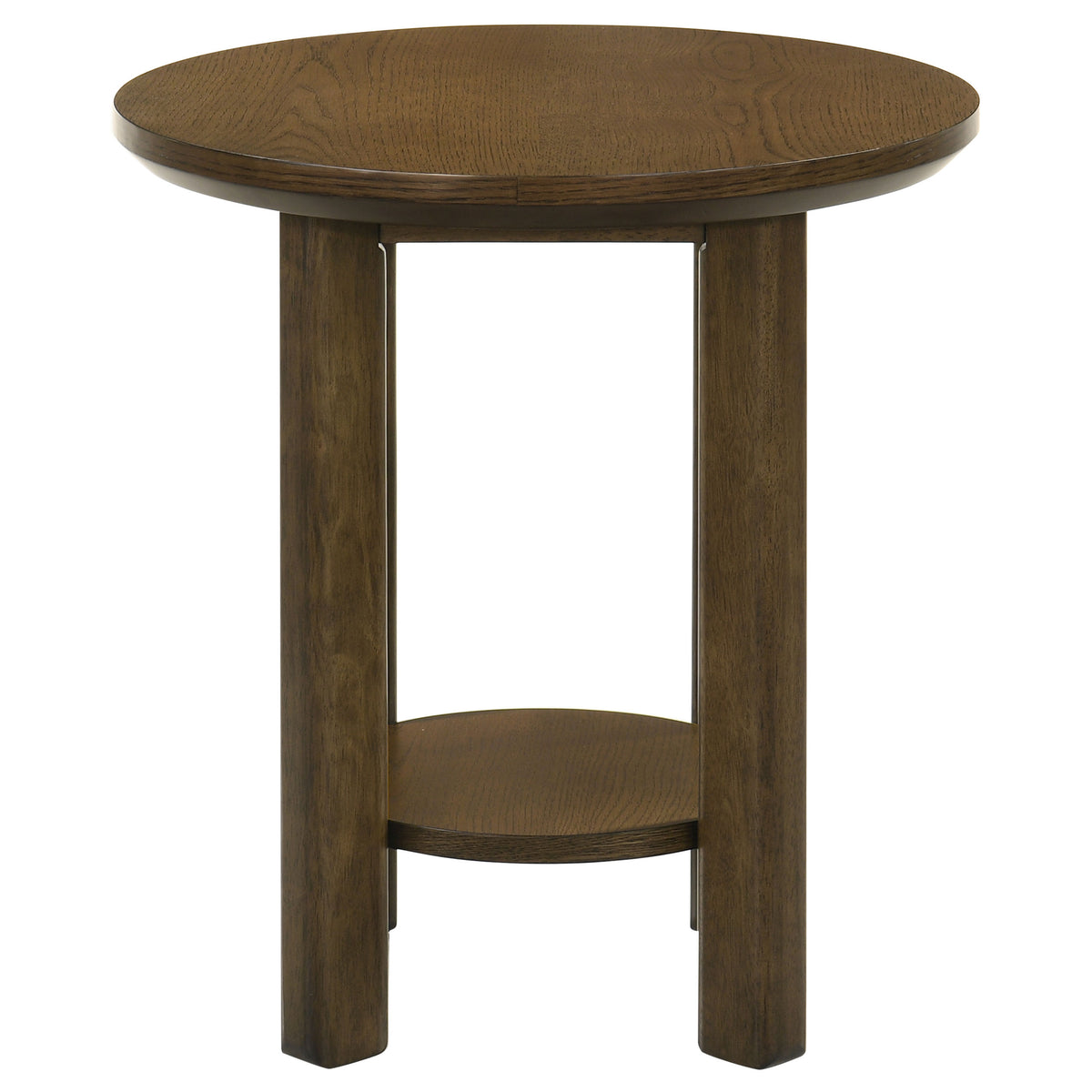Ottowa Round Wood Side End Table with Shelf Brown