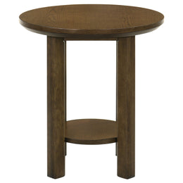 Ottowa Round Wood Side End Table with Shelf Brown