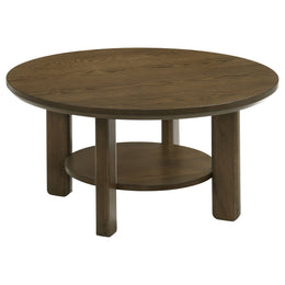 Ottowa Round Wood Coffee Table Set Brown