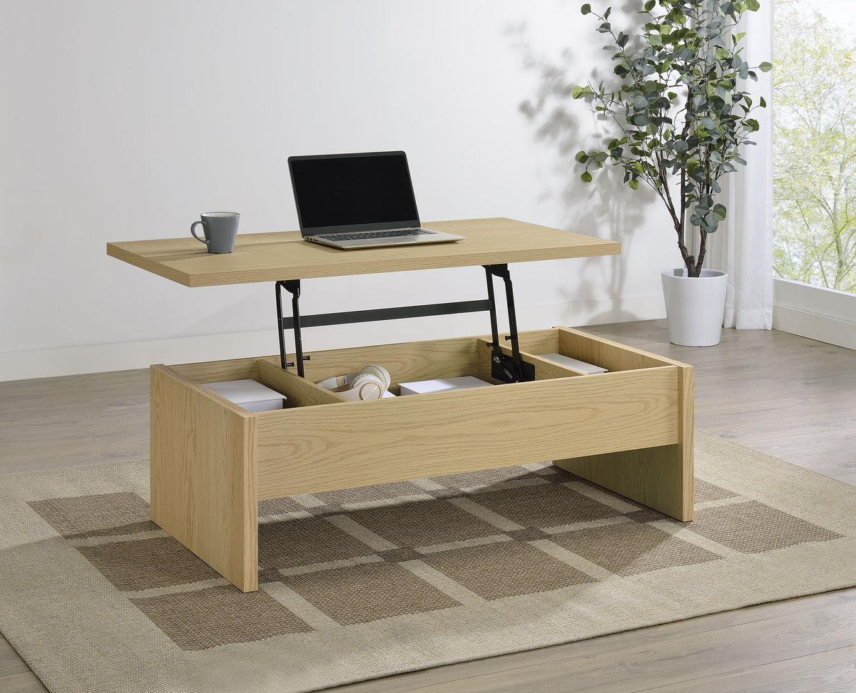 Canoga Engineered Wood Lift Top Coffee Table Light Oak
