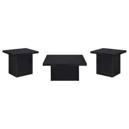 Devar Square Cocktail Coffee End Table Set Black