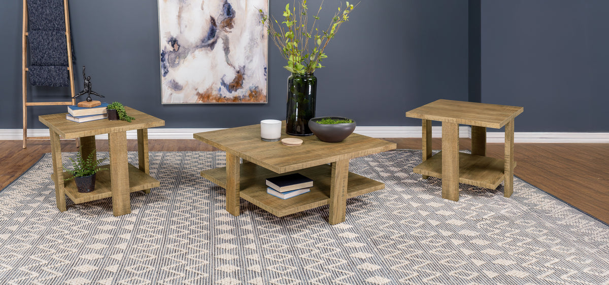 Dawn Round Coffee and End Table Set Mango Brown