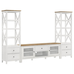 Hollis 2-door Wood 67-inch TV Stand with Drawer Brown and White