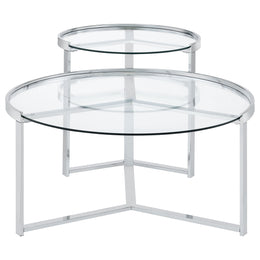 Delia Round Glass Top Nesting Coffee Table Chrome