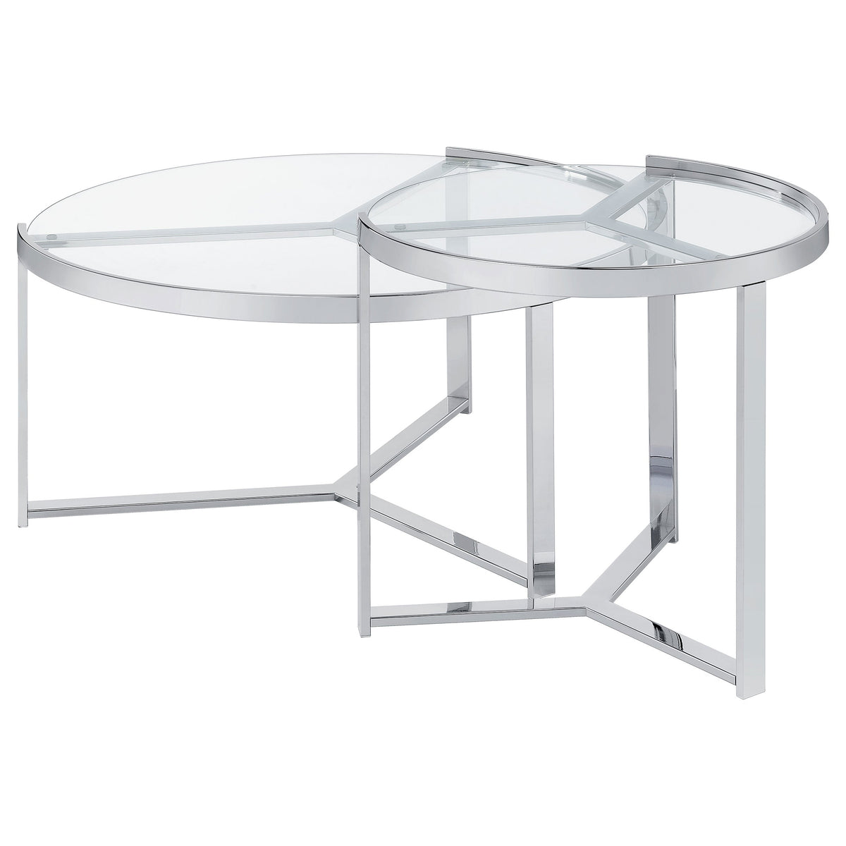 Delia Round Glass Top Nesting Coffee Table Chrome