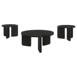 Cordova Solid Wood Coffee and End Table Set Black