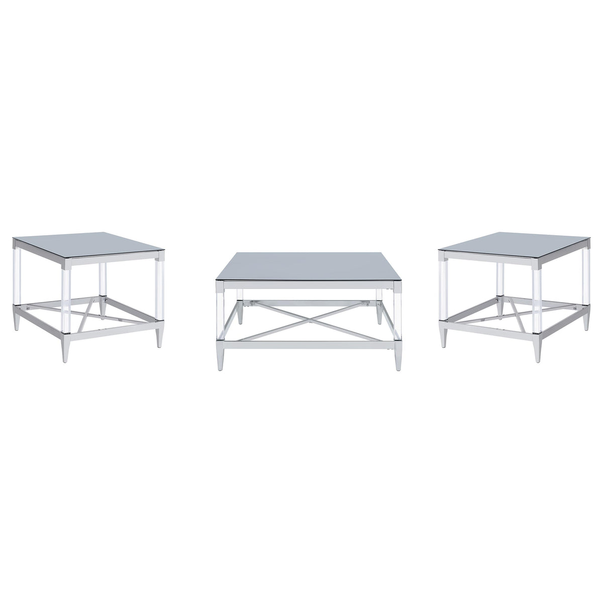 Lindley Square Coffee and End Table Set Chrome