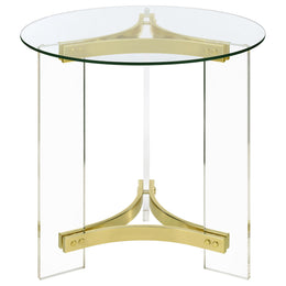 Janessa Acrylic Coffee and End Table Set Matte Brass