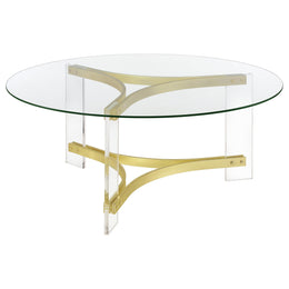 Janessa Acrylic Coffee and End Table Set Matte Brass