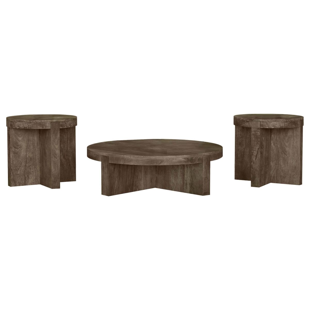Kinkaid Solid Wood Coffee and End Table Set Brown