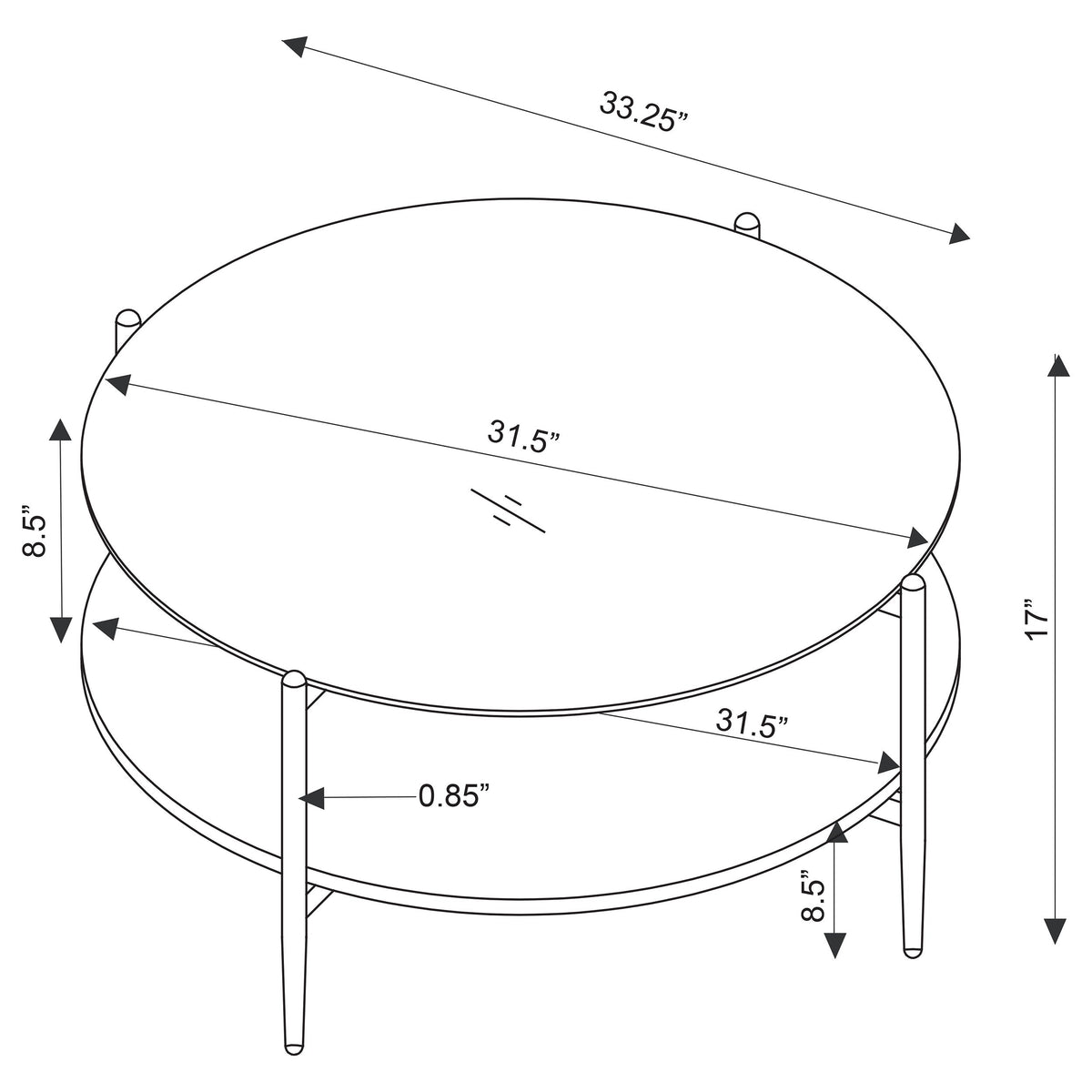 Jonelle Round Coffee and End Table Set Gold
