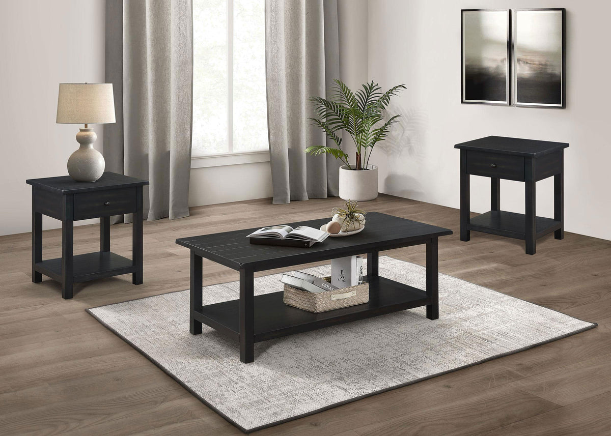 Payne Coffee and 1-drawer End Table Set Brown