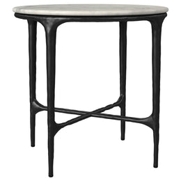 Hermas Round Marble Coffee and End Table Set White