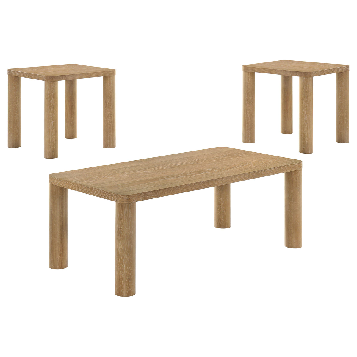 Castlewood 3-piece Cocktail Coffee Table Set Washed Oak