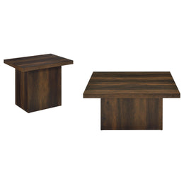 Devar Square Coffee and End Table Set Dark Pine