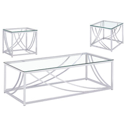 Lille Glass Top Coffee End Sofa Table Set Chrome