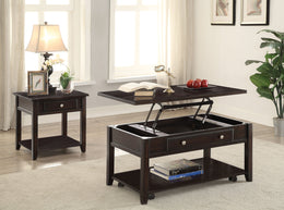 Bradford Lift Top Coffee and End Table Set Walnut