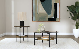 Delfin Round Coffee and End Table Set Brown