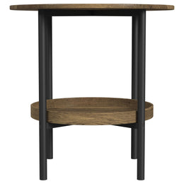 Delfin Round Coffee and End Table Set Brown
