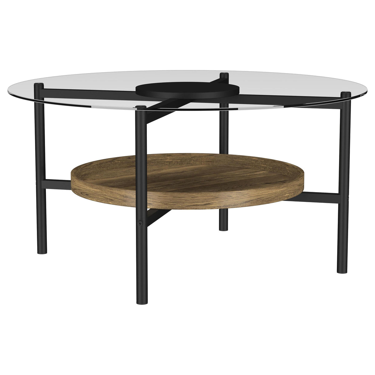 Delfin Round Coffee and End Table Set Brown