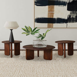 Dale Solid Wood Coffee and End Table Set Brown