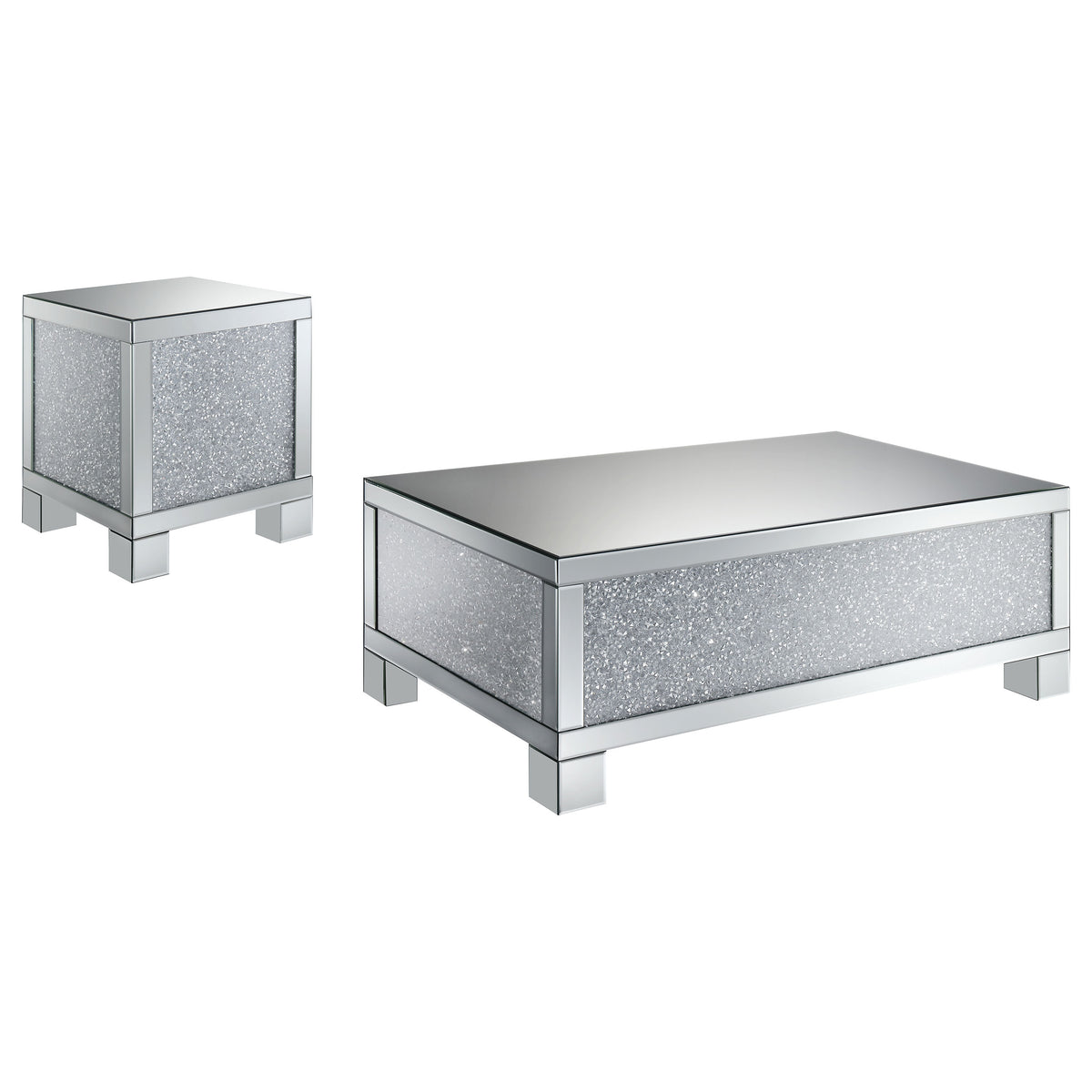 Gillian Mirrored Coffee and End Table Set Silver